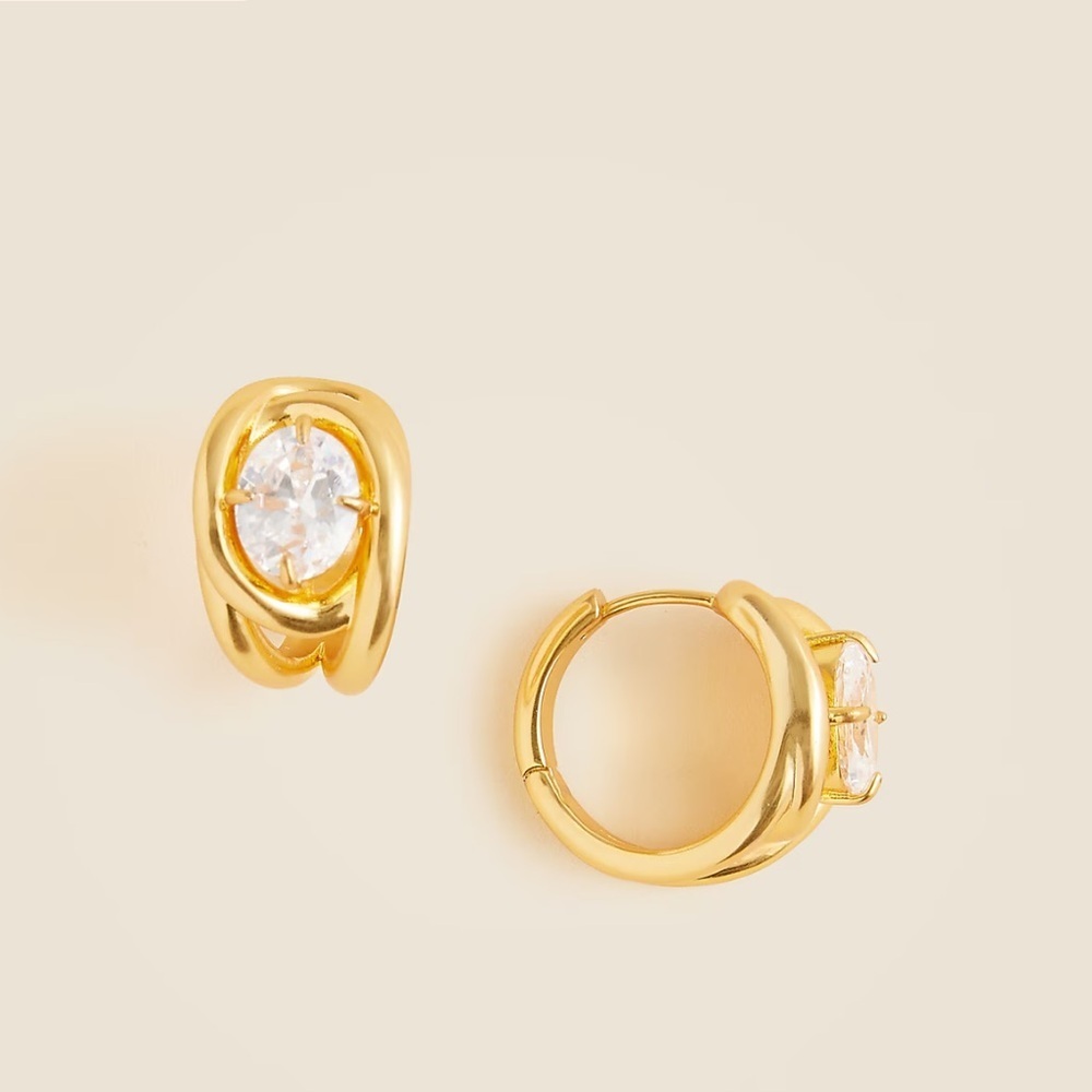 J crew Sculptural crystal hoop earrings